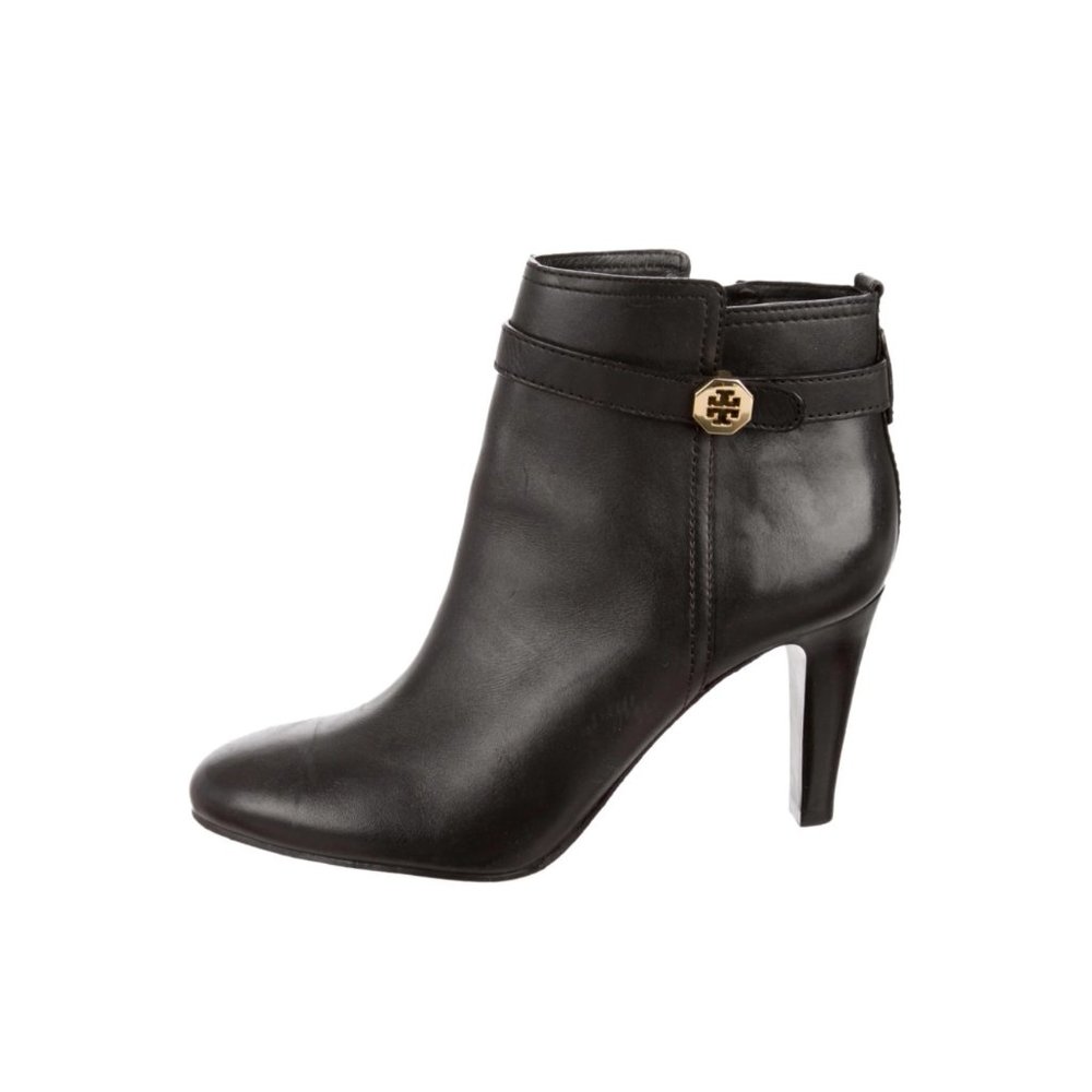 Tory Burch Black Logo Embellished Ankle Boots